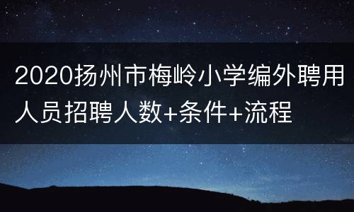 2020扬州市梅岭小学编外聘用人员招聘人数+条件+流程