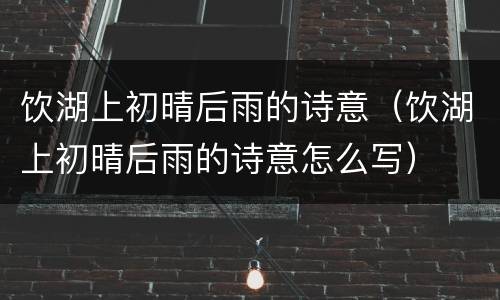 饮湖上初晴后雨的诗意（饮湖上初晴后雨的诗意怎么写）