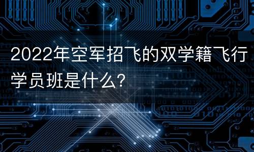 2022年空军招飞的双学籍飞行学员班是什么？