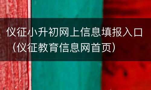 仪征小升初网上信息填报入口（仪征教育信息网首页）