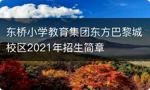 东桥小学教育集团东方巴黎城校区2021年招生简章