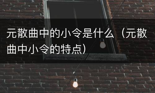 元散曲中的小令是什么（元散曲中小令的特点）