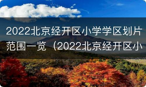 2022北京经开区小学学区划片范围一览（2022北京经开区小学学区划片范围一览图片）