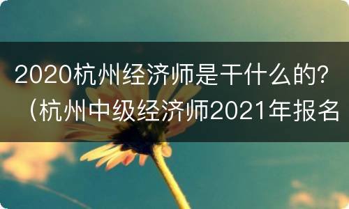 2020杭州经济师是干什么的？（杭州中级经济师2021年报名条件）