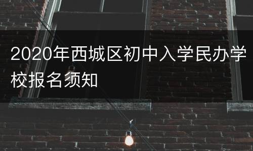 2020年西城区初中入学民办学校报名须知