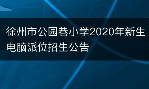 徐州市公园巷小学2020年新生电脑派位招生公告