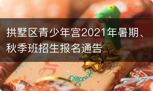 拱墅区青少年宫2021年暑期、秋季班招生报名通告