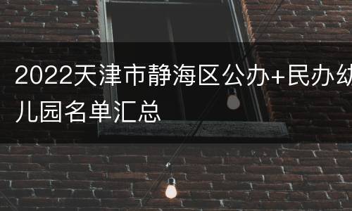 2022天津市静海区公办+民办幼儿园名单汇总