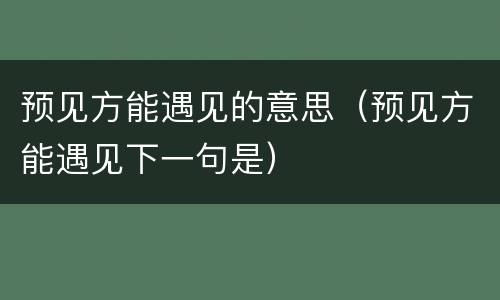 预见方能遇见的意思（预见方能遇见下一句是）