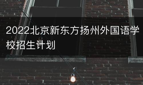 2022北京新东方扬州外国语学校招生计划