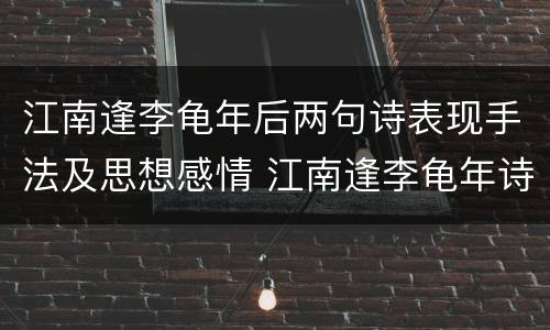 江南逢李龟年后两句诗表现手法及思想感情 江南逢李龟年诗意主旨