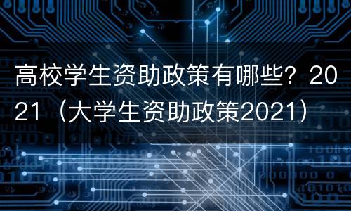 高校学生资助政策有哪些？2021（大学生资助政策2021）