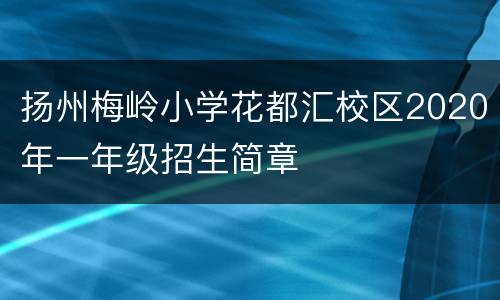 扬州梅岭小学花都汇校区2020年一年级招生简章