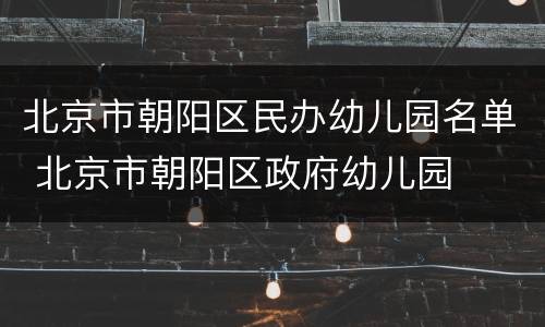 北京市朝阳区民办幼儿园名单 北京市朝阳区政府幼儿园