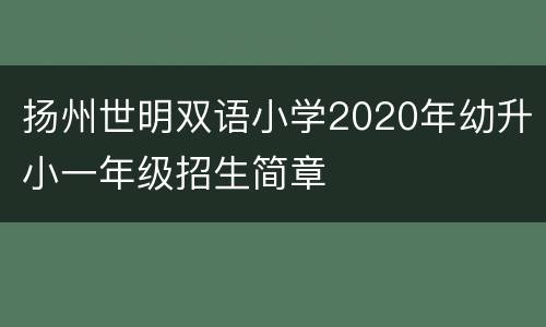 扬州世明双语小学2020年幼升小一年级招生简章