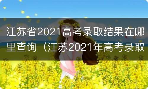 江苏省2021高考录取结果在哪里查询（江苏2021年高考录取在哪里查）