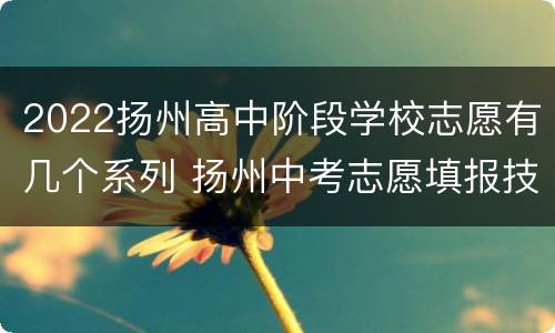 2022扬州高中阶段学校志愿有几个系列 扬州中考志愿填报技巧与指南2021