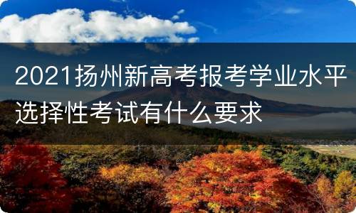 2021扬州新高考报考学业水平选择性考试有什么要求