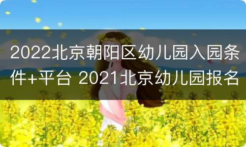 2022北京朝阳区幼儿园入园条件+平台 2021北京幼儿园报名时间