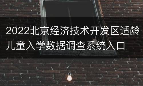 2022北京经济技术开发区适龄儿童入学数据调查系统入口