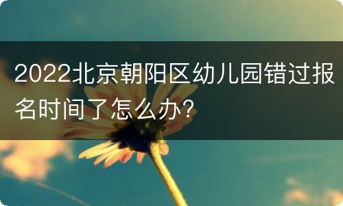 2022北京朝阳区幼儿园错过报名时间了怎么办?