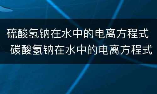 硫酸氢钠在水中的电离方程式 碳酸氢钠在水中的电离方程式