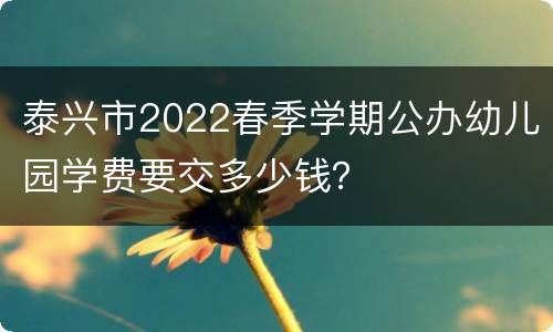 泰兴市2022春季学期公办幼儿园学费要交多少钱？