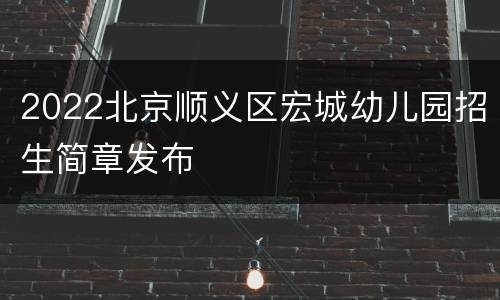 2022北京顺义区宏城幼儿园招生简章发布