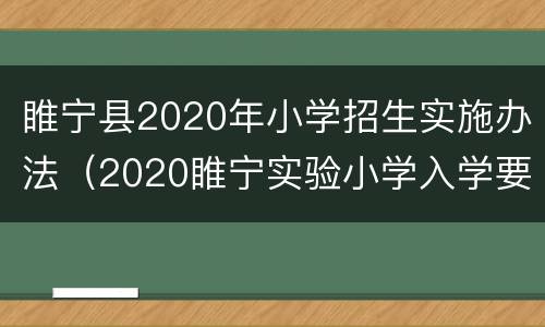 睢宁县2020年小学招生实施办法（2020睢宁实验小学入学要求）