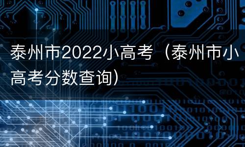 泰州市2022小高考（泰州市小高考分数查询）