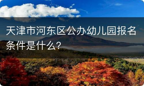 天津市河东区公办幼儿园报名条件是什么？