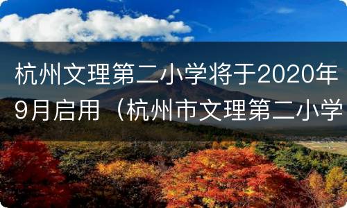 杭州文理第二小学将于2020年9月启用（杭州市文理第二小学）