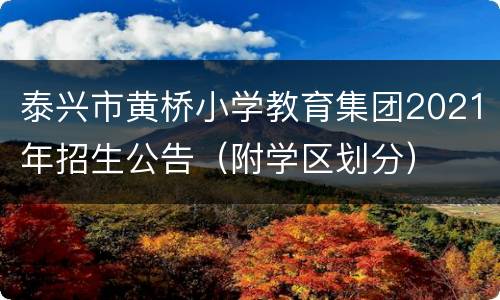 泰兴市黄桥小学教育集团2021年招生公告（附学区划分）