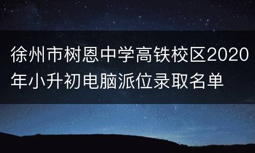 徐州市树恩中学高铁校区2020年小升初电脑派位录取名单