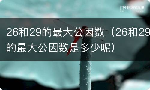 26和29的最大公因数（26和29的最大公因数是多少呢）