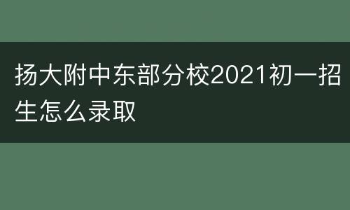 扬大附中东部分校2021初一招生怎么录取