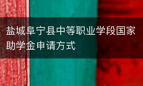 盐城阜宁县中等职业学段国家助学金申请方式