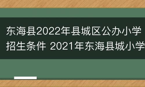 东海县2022年县城区公办小学招生条件 2021年东海县城小学招生办法