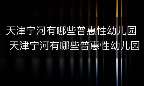 天津宁河有哪些普惠性幼儿园 天津宁河有哪些普惠性幼儿园名单