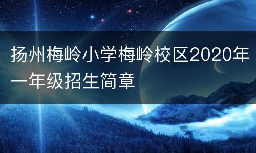 扬州梅岭小学梅岭校区2020年一年级招生简章