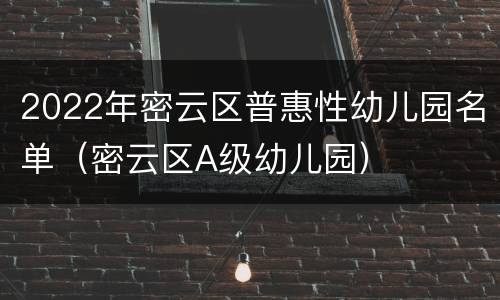 2022年密云区普惠性幼儿园名单（密云区A级幼儿园）