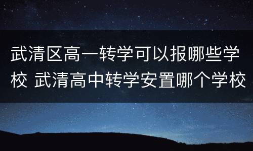 武清区高一转学可以报哪些学校 武清高中转学安置哪个学校