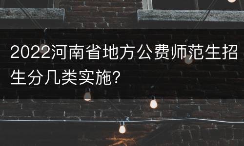 2022河南省地方公费师范生招生分几类实施？