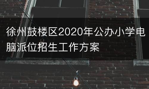 徐州鼓楼区2020年公办小学电脑派位招生工作方案