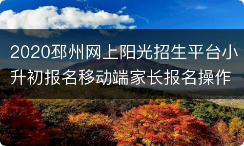 2020邳州网上阳光招生平台小升初报名移动端家长报名操作手册