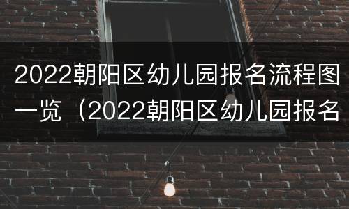 2022朝阳区幼儿园报名流程图一览（2022朝阳区幼儿园报名流程图一览表）