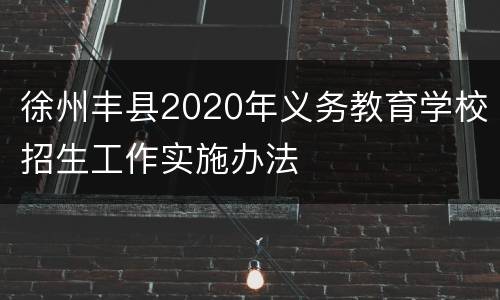 徐州丰县2020年义务教育学校招生工作实施办法