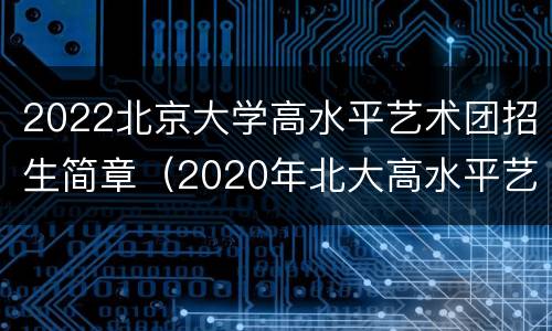 2022北京大学高水平艺术团招生简章（2020年北大高水平艺术团招生）