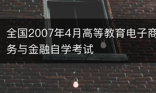 全国2007年4月高等教育电子商务与金融自学考试