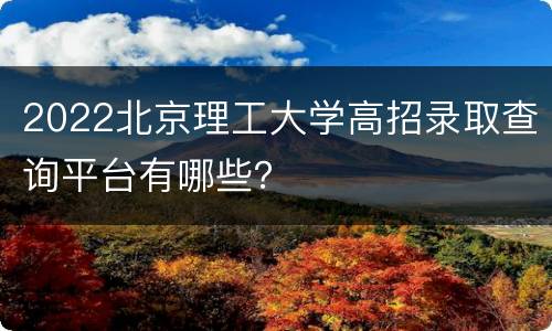 2022北京理工大学高招录取查询平台有哪些？